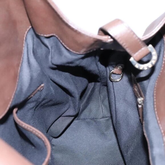 BVLGARI Chandra Shoulder Bag Leather Brown Gold Auth - Picture 6 of 16